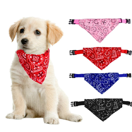 Neck Scarf Pet Collar Bandana with Leather Collar