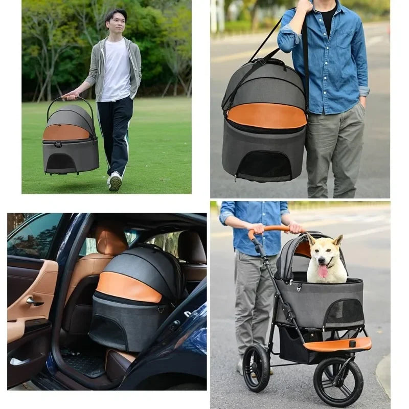 Pet Dog/Cat Stroller Detachable Travel Carrier Tricycle