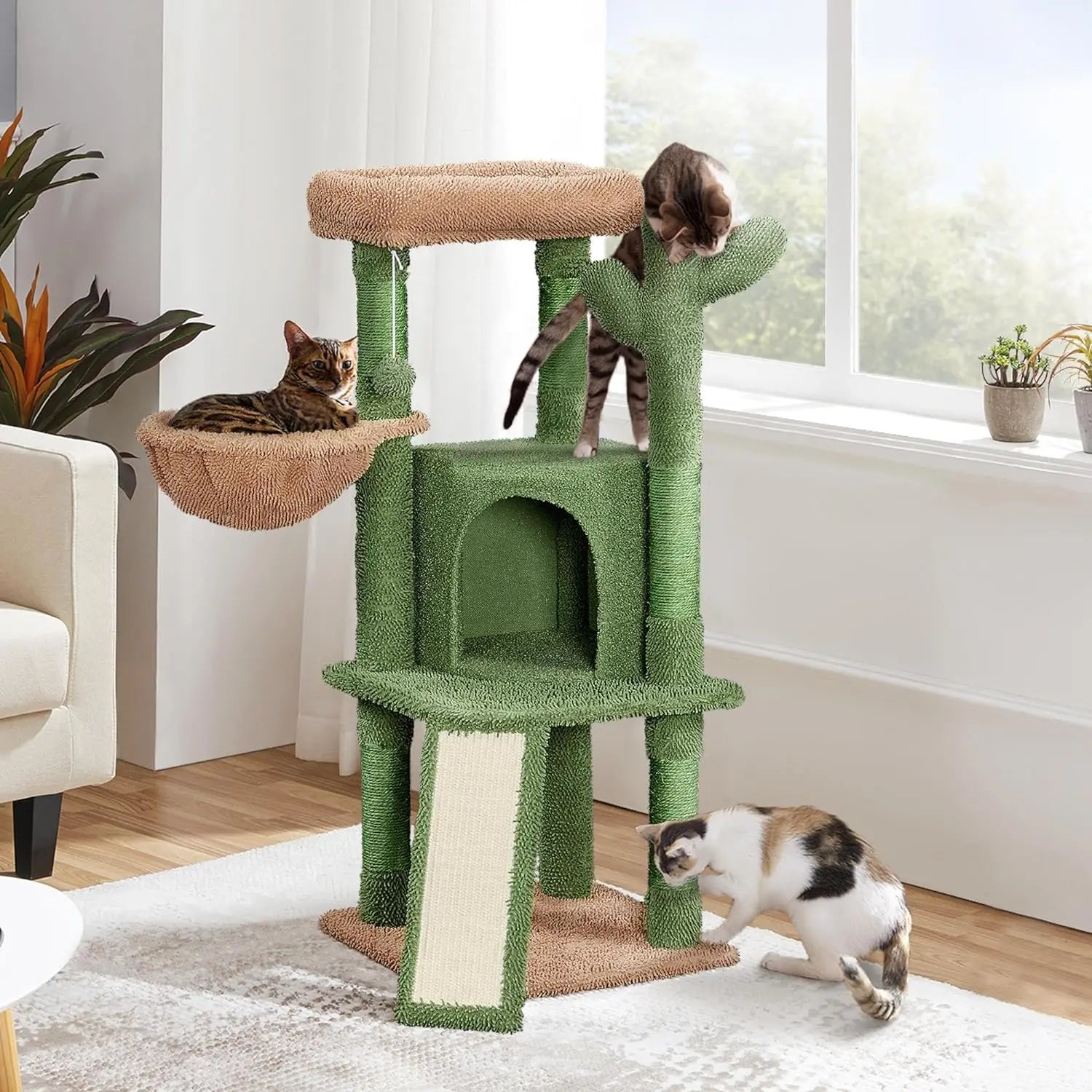 Multi Level Condo Scratching Post  42in Cat Tower for Indoor