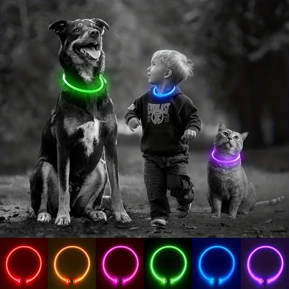 Pet LED Anti-Lost Luminous Collar USB Rechargeable Pet Collar