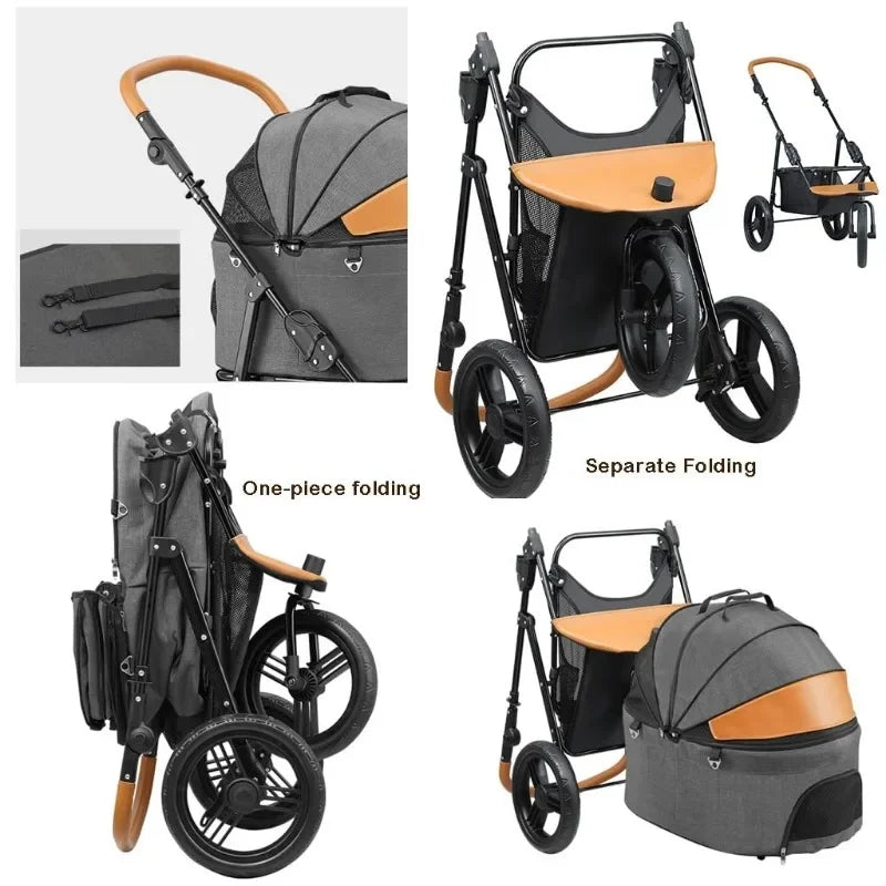 Pet Dog/Cat Stroller Detachable Travel Carrier Tricycle