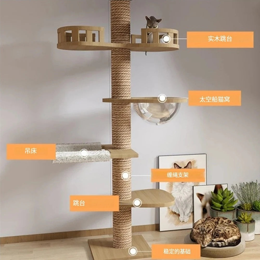 Scratching Post Hammock Ceiling Cat Tower