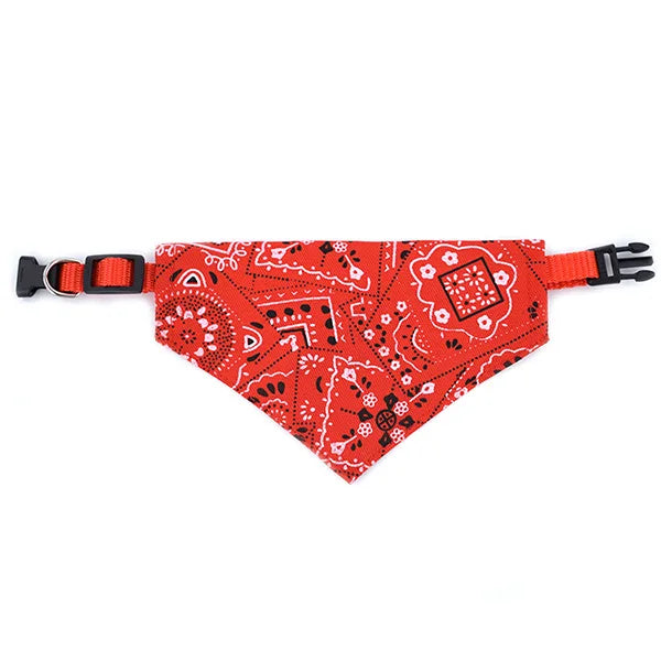 Neck Scarf Pet Collar Bandana with Leather Collar