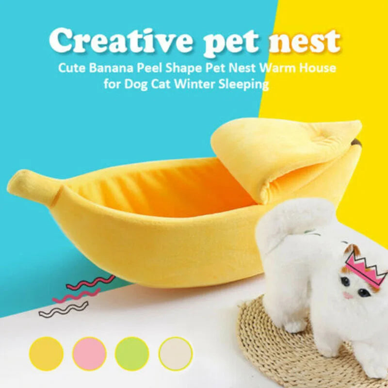 Warm Durable Portable Banana Cat Bed House