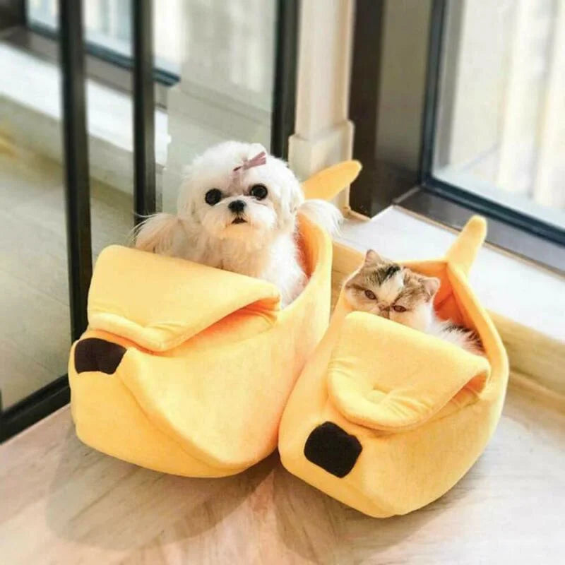 Warm Durable Portable Banana Cat Bed House