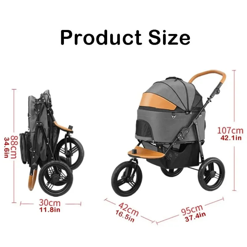 Pet Dog/Cat Stroller Detachable Travel Carrier Tricycle