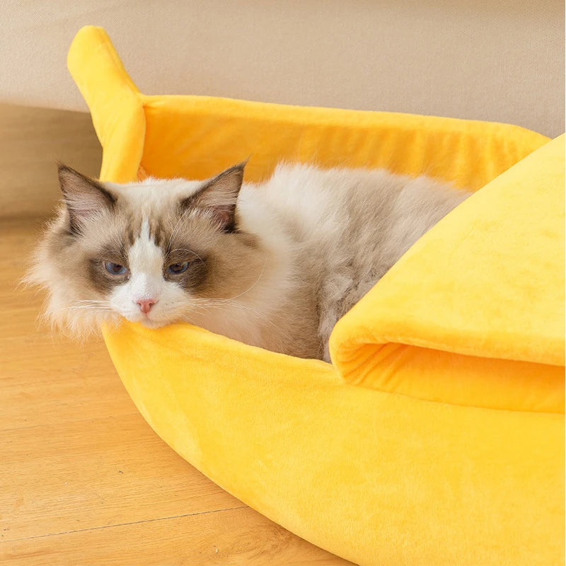 Warm Durable Portable Banana Cat Bed House