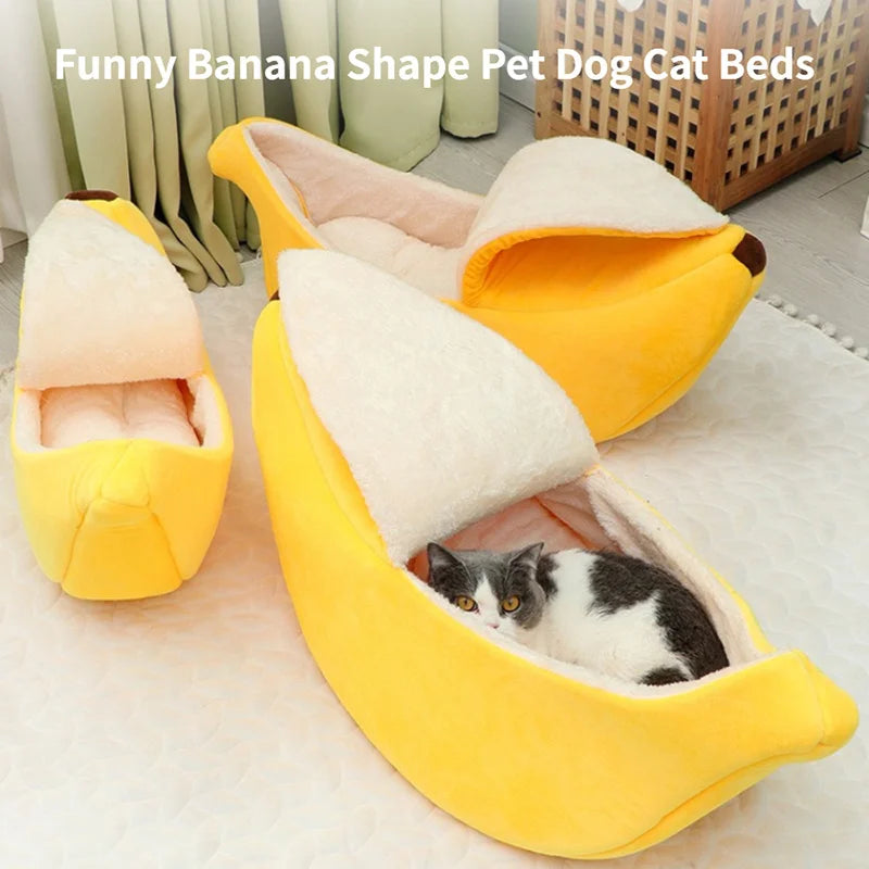 Warm Durable Portable Banana Cat Bed House